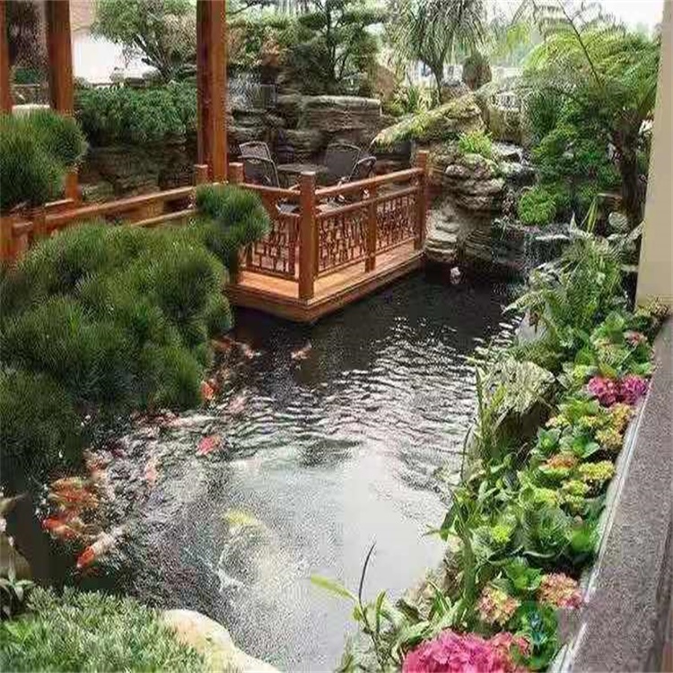 梁山别墅庭院景观设计鱼池